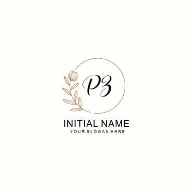 Zarif Çiçek Baş Logosu Tasarımı, PZ Monogram Markalaştırma Konsepti