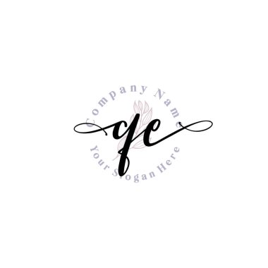 QE Baş harfli Çiçek Monogram Logoları