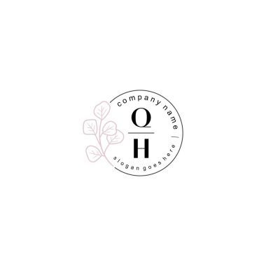 Zarif Çiçek Baş Logosu Tasarımı, QH Monogram Markalaşma Konsepti