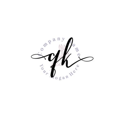 QK Baş harfli Çiçek Monogram Logoları