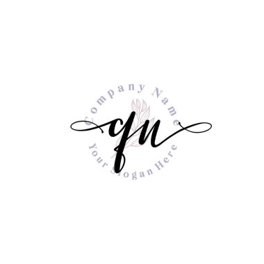 QN Baş harfli Çiçek Monogram Logoları