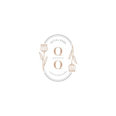 Baş QQ 'lu Botanik Monogram Logoları
