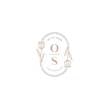 Baş harfi QS olan Botanik Monogram Logoları