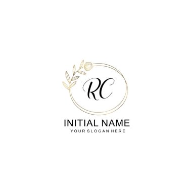 Zarif Çiçek Baş Logosu Tasarımı, RC Monogram Markalaştırma Konsepti