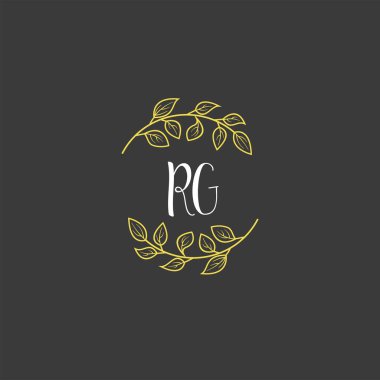 Baş harfi RG olan Botanik Monogram Logoları