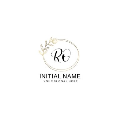 Zarif Çiçek Baş Logosu Tasarımı, RO Monogram Markalaştırma Konsepti