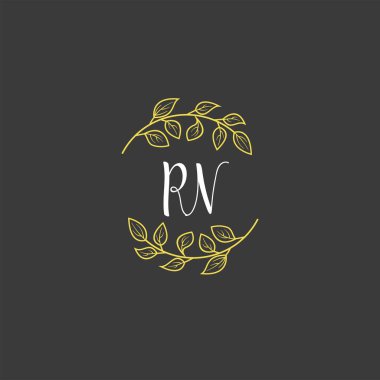 Baş harfleri RN olan Botanik Monogram Logoları