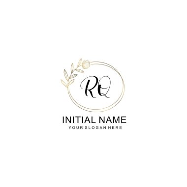 Zarif Çiçek Baş Logosu Tasarımı, RQ Monogram Markalaşma Konsepti