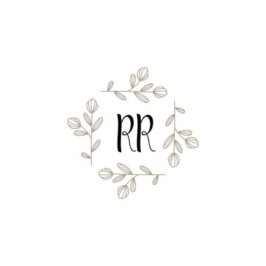Baş harfleri RR olan Botanik Monogram Logoları