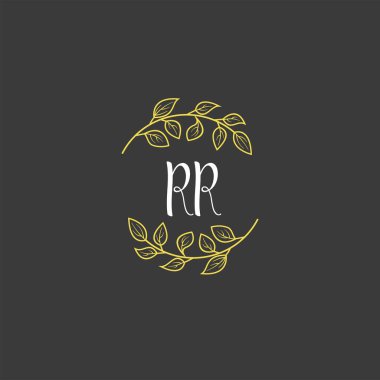 Baş harfleri RR olan Botanik Monogram Logoları
