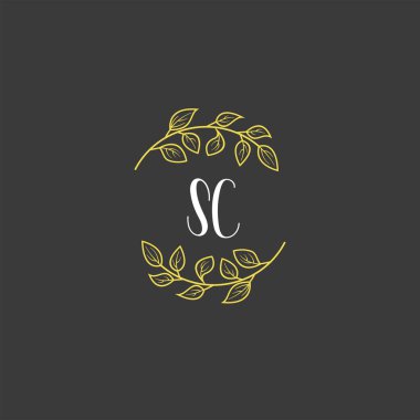 Baş harfi SC olan Botanik Monogram Logoları