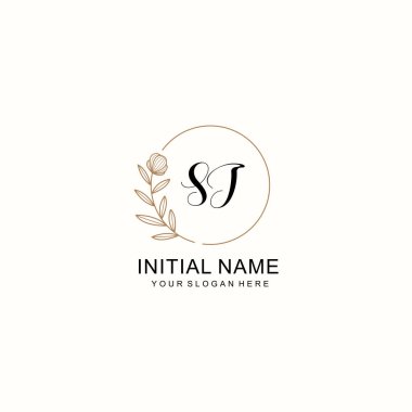 Zarif Çiçek Baş Logosu Tasarımı, SJ Monogram Markalaştırma Konsepti