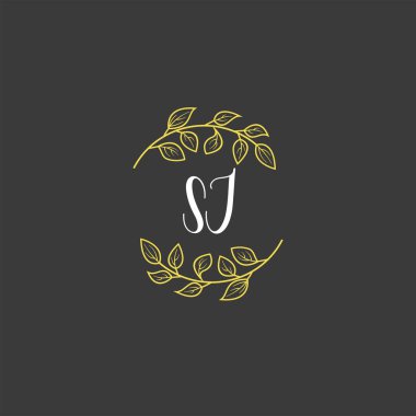 Baş harfleri SJ olan Botanik Monogram Logoları