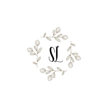 Baş harfi SL olan Botanik Monogram Logoları