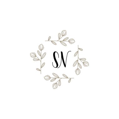 Baş harfleri SN olan Botanik Monogram Logoları