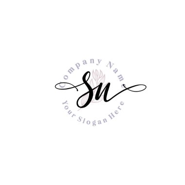 SN Baş harfli Çiçek Monogram Logoları