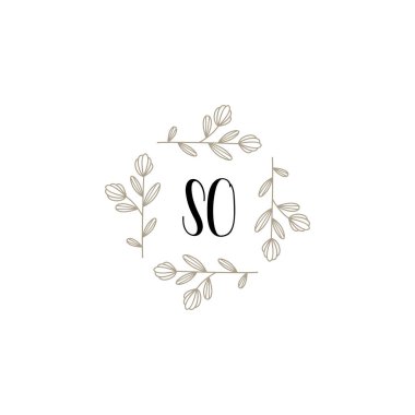 Baş harfleri SO olan Botanik Monogram Logoları