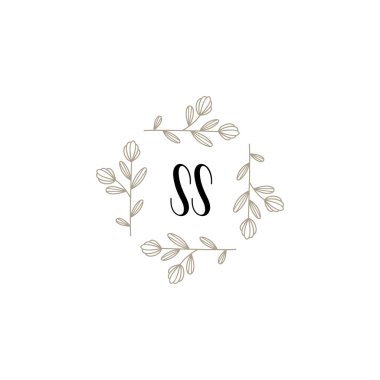 Baş harfleri SS olan Botanik Monogram Logoları