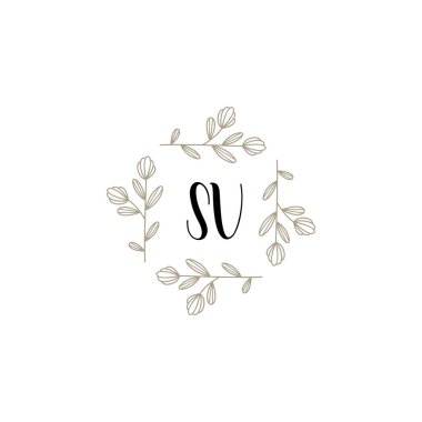 Baş harfi SV olan Botanik Monogram Logoları