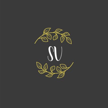 Baş harfi SV olan Botanik Monogram Logoları