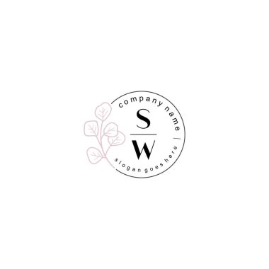 Zarif Çiçek Baş Logosu Tasarımı, SW Monogram Markalaştırma Konsepti