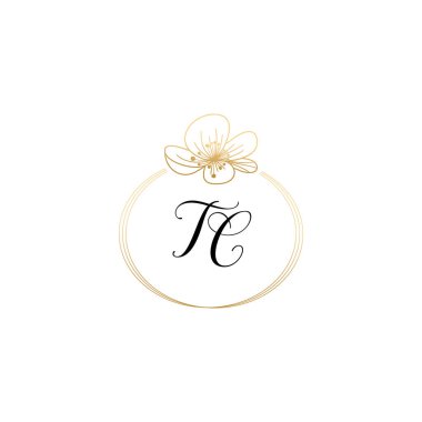 Baş harfleri TC olan Botanik Monogram Logoları