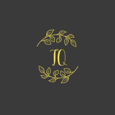 Baş harfi TQ olan Botanik Monogram Logoları