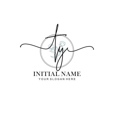 TY harfli Çiçek Monogram Logoları