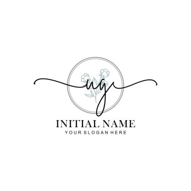 UG Baş harfli Çiçek Monogram Logoları