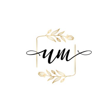 UM harfli Çiçek Monogram Logoları