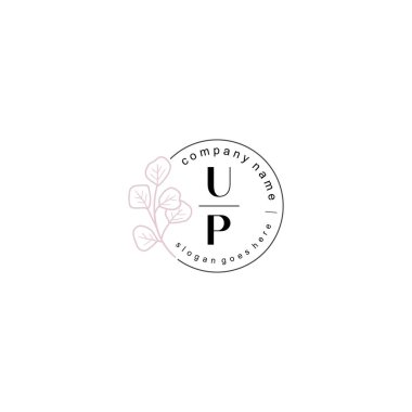 Zarif Çiçek Baş Logosu Tasarımı UP Monogram Markalaştırma Konsepti