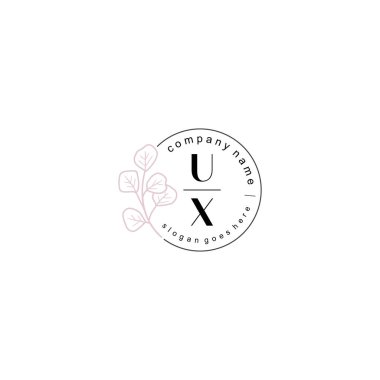 Zarif Çiçek Baş Logosu Tasarımı, UX Monogram Markalaştırma Konsepti