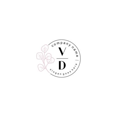 Zarif Çiçek Baş Logosu Tasarımı, VD Monogram Markalaştırma Konsepti
