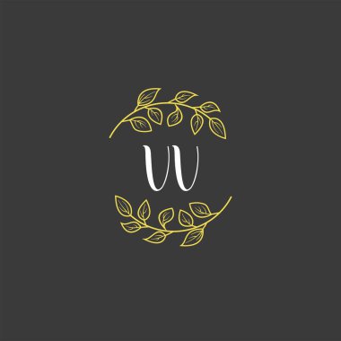 Baş harfleri VV olan Botanik Monogram Logoları