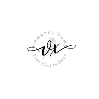 VX harfli Çiçek Monogram Logoları