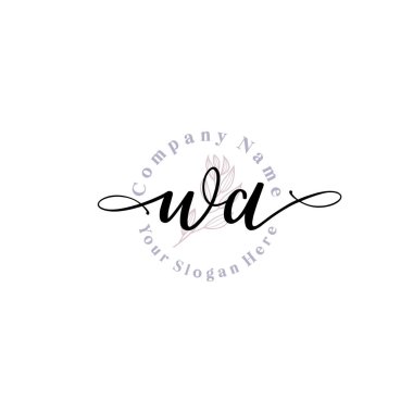 WA Baş harfli Çiçek Monogram Logoları