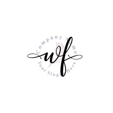 WF Baş harfli Çiçek Monogram Logoları