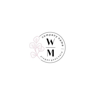 Zarif Çiçek Baş Logosu Tasarımı, WM Monogram Markalaştırma Konsepti