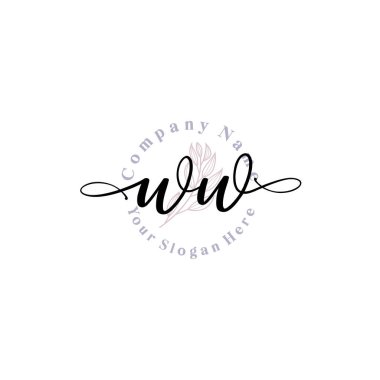 WW Baş harfli Çiçek Monogram Logoları