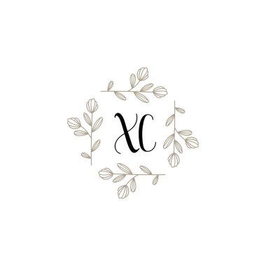 Baş harfi XC olan Botanik Monogram Logoları
