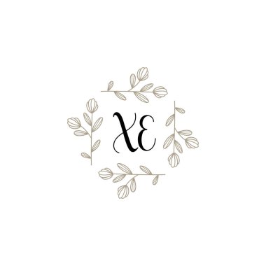 Baş harfi XE olan Botanik Monogram Logoları