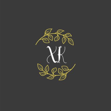Baş harfi XK olan Botanik Monogram Logoları