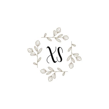 Baş harfleri XS olan Botanik Monogram Logoları