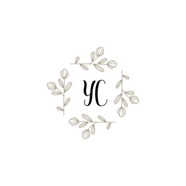 Baş harfi YC olan Botanik Monogram Logoları