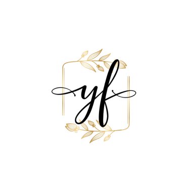 YF Baş harfli Çiçek Monogram Logoları
