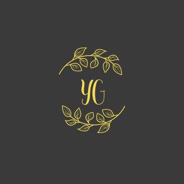 Baş harfi YG olan Botanik Monogram Logoları