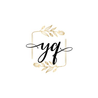YQ Baş harfli Çiçek Monogram Logoları