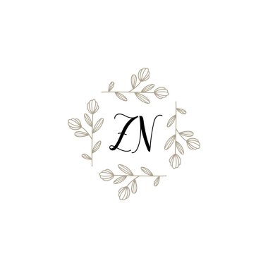 Baş harfi ZN olan Botanik Monogram Logoları
