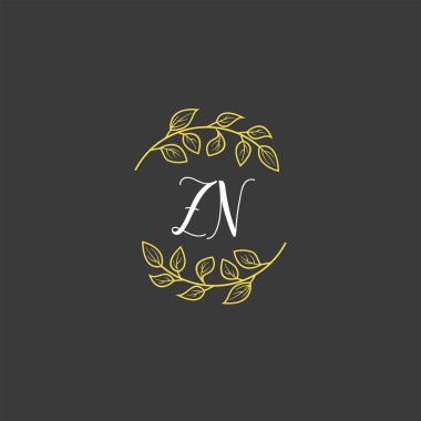 Baş harfi ZN olan Botanik Monogram Logoları