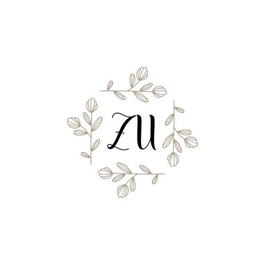Botanical Monogram Logos with Initial ZU
